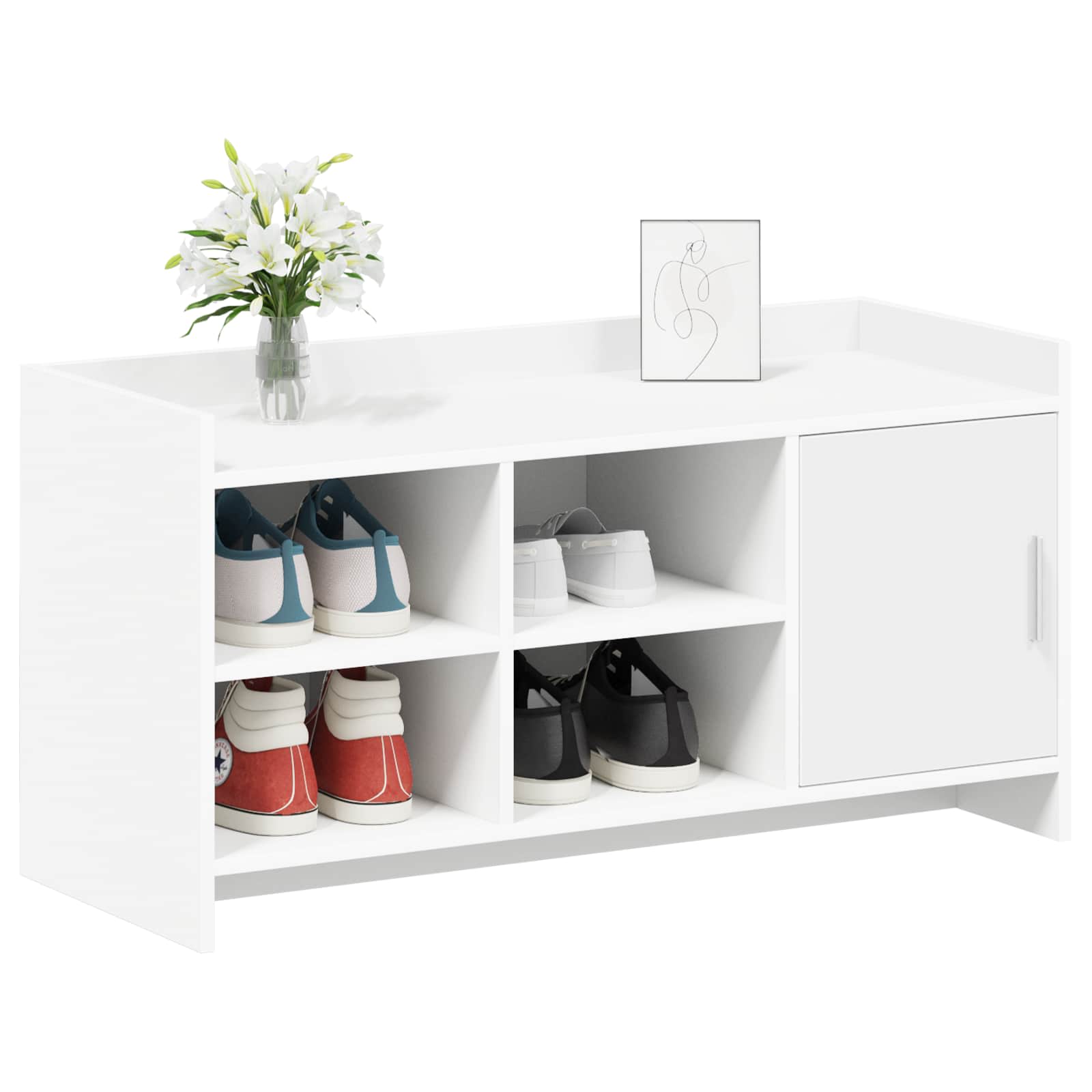 Armário de sapatos com armazenamento branco 100 x 39,5 x 51 cm