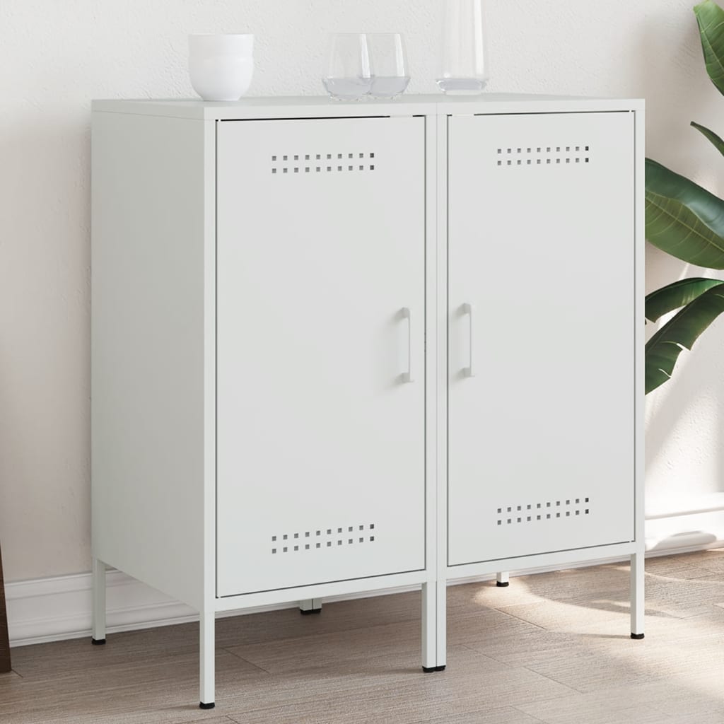 Aparadores 2 pcs 36x39x79 cm aço branco