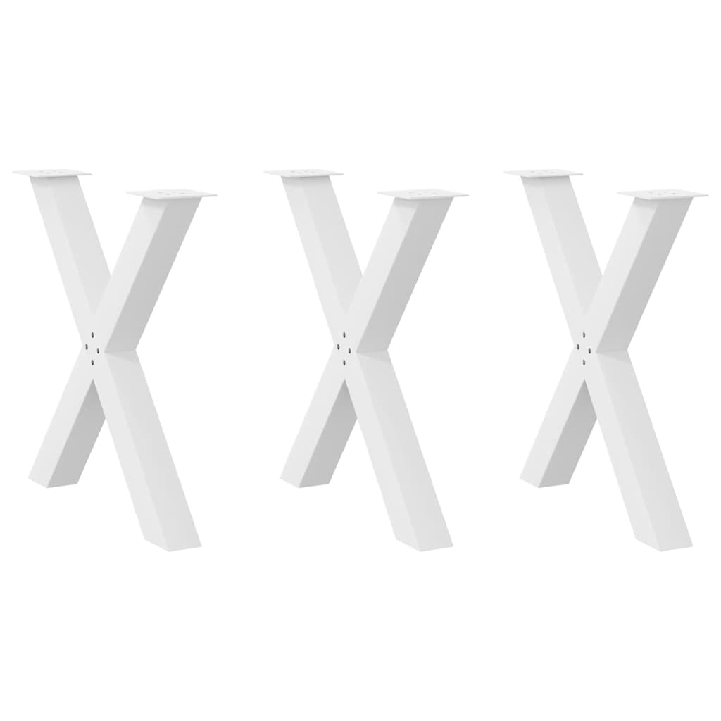 Pés para mesa de jantar em formato de x, 3 peças, branco, 80x (72-73) cm, aço