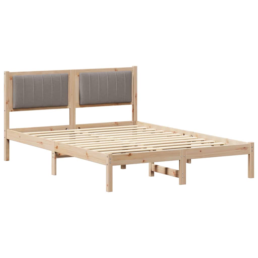 Estrutura de cama com cabeceira estofada cinzento-acastanhado