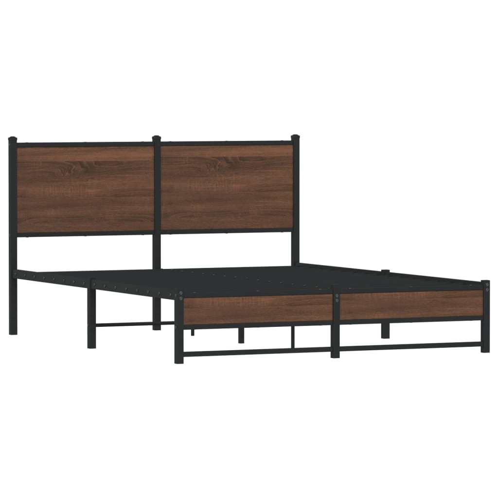 Estrutura cama sem colchão 150x200cm metal carvalho castanho