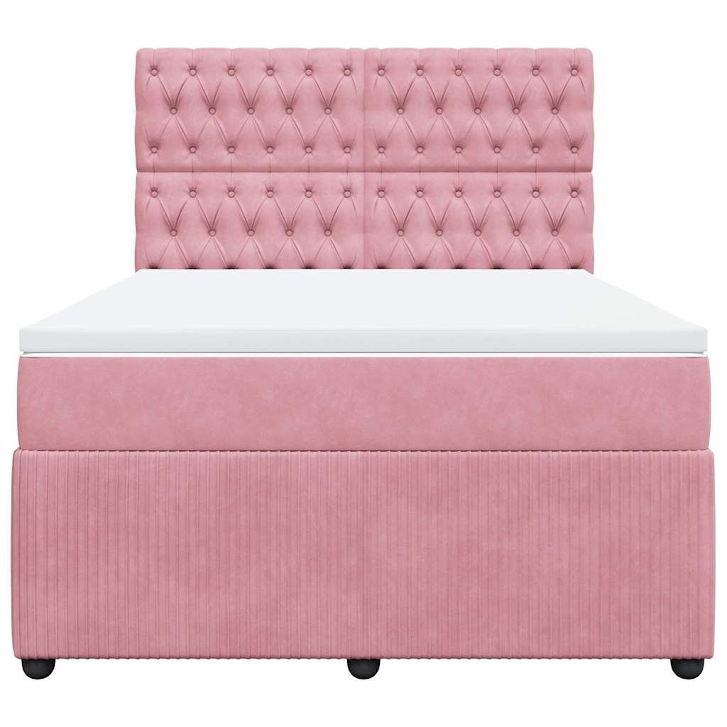 Cama com molas/colchão 140x200 cm veludo rosa