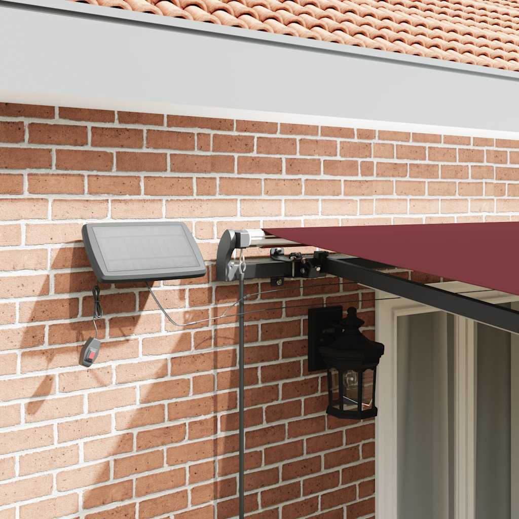 Toldo retrátil manual com luzes LED 500x300 cm bordô