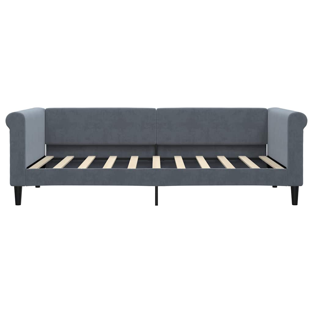 Sofá-cama 90x190 cm veludo cinzento-escuro