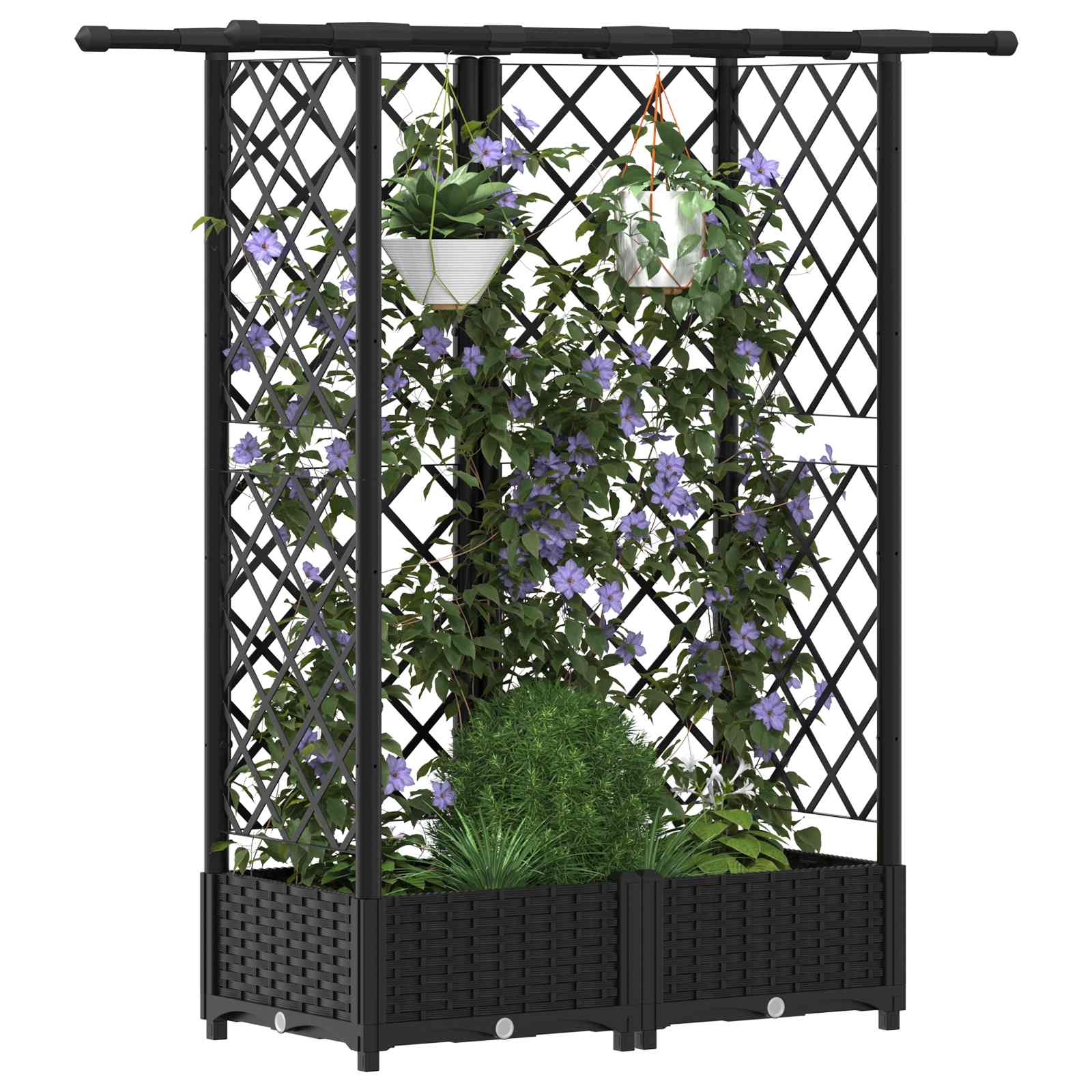 Cama elevada com treliça e telhado preto 124 x 40 x 121 cm PP
