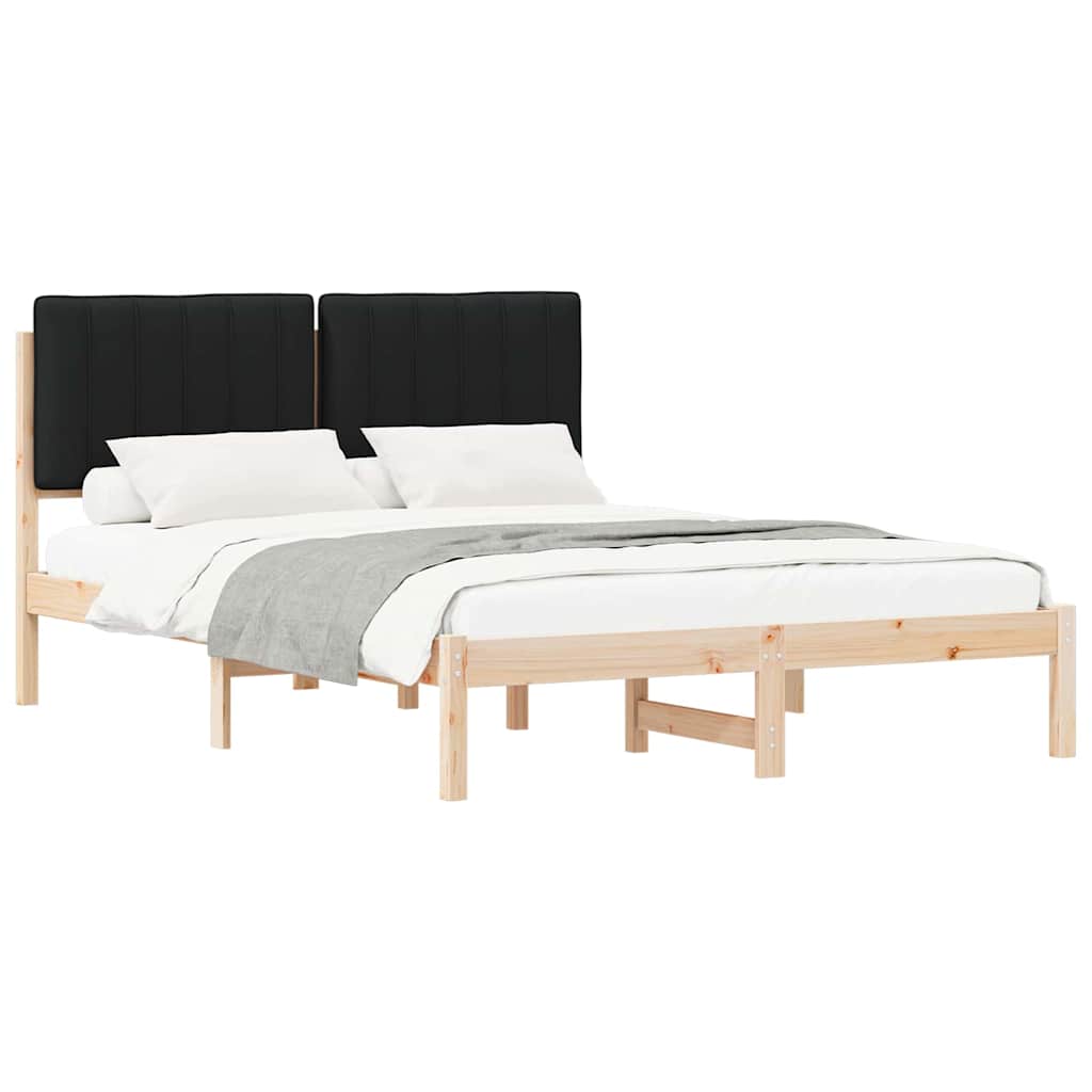 Estrutura de cama com cabeceira estofada preto 135 x 190 cm