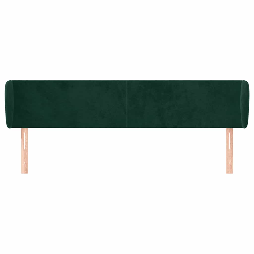 Cabeceira de cama c/ abas veludo 163x23x78/88cm verde-escuro