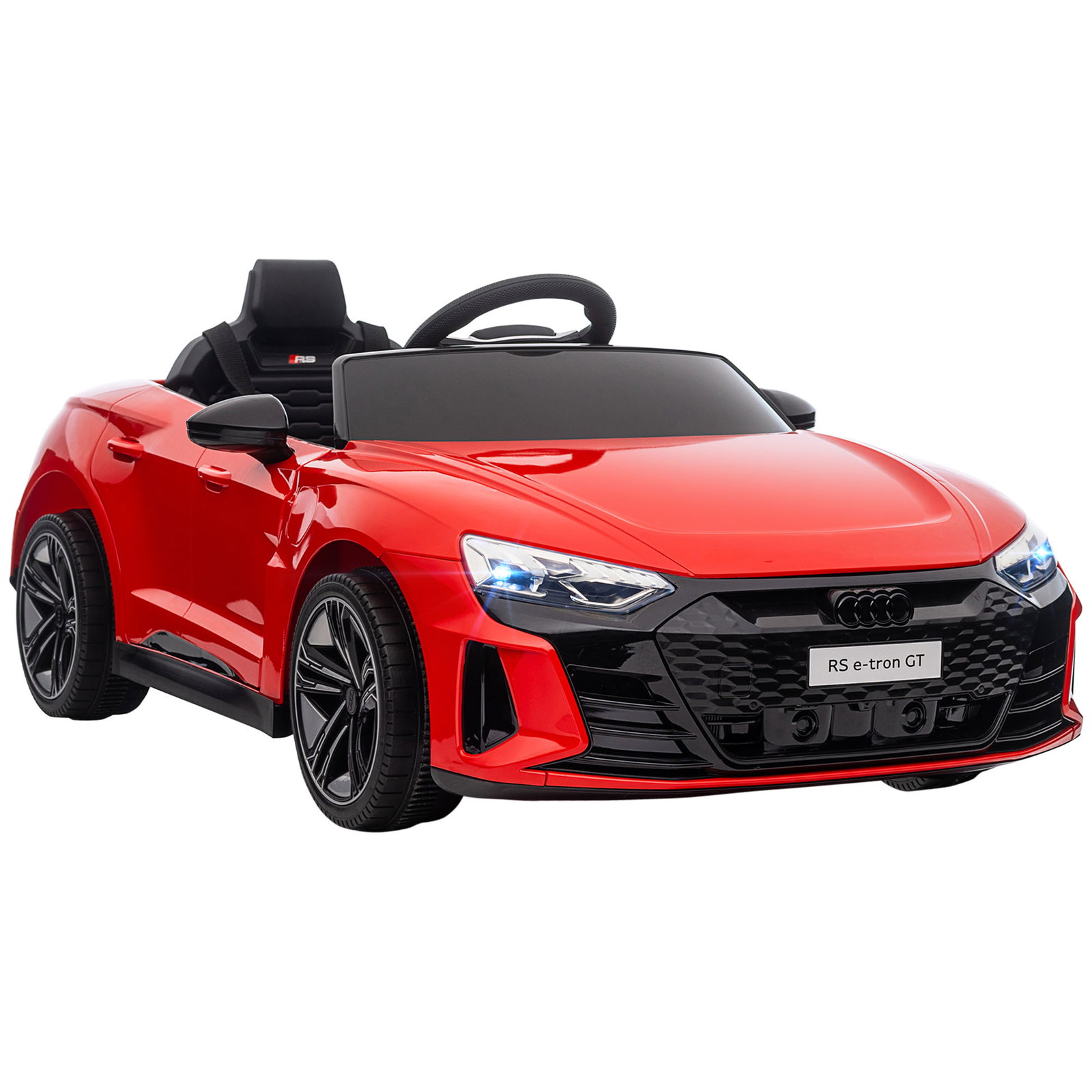 Carro elétrico audi rs e-tron gt 12v com 2 motores controlo remoto faróis LED buzina música USB 3-5km/h 103x58x41 cm vermelho