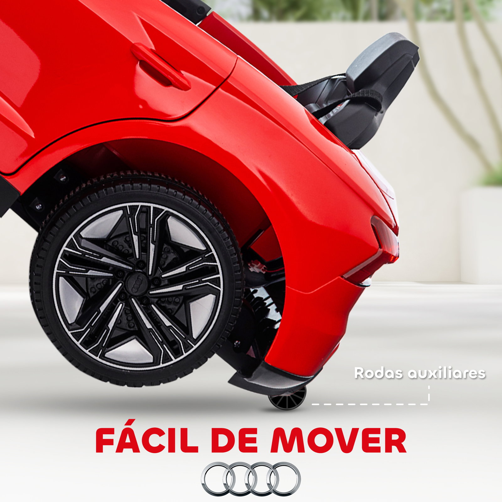 Carro elétrico audi rs e-tron gt 12v com 2 motores controlo remoto faróis LED buzina música USB 3-5km/h 103x58x41 cm vermelho