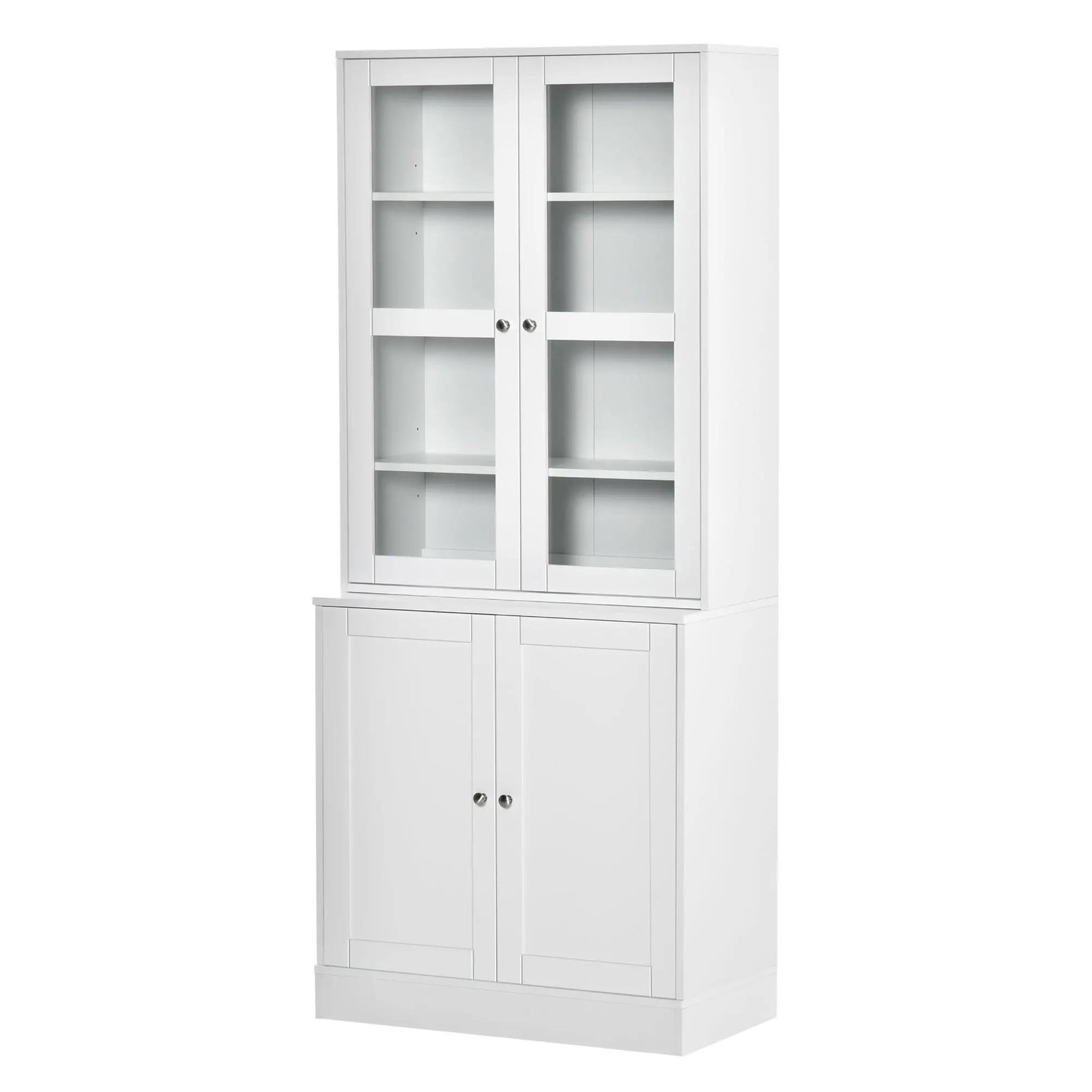 Vitrine para Sala de Estar Estante de Livros com 4 Portas e Prateleiras Superiores com Altura Ajustável Estilo Moderno Multiúso