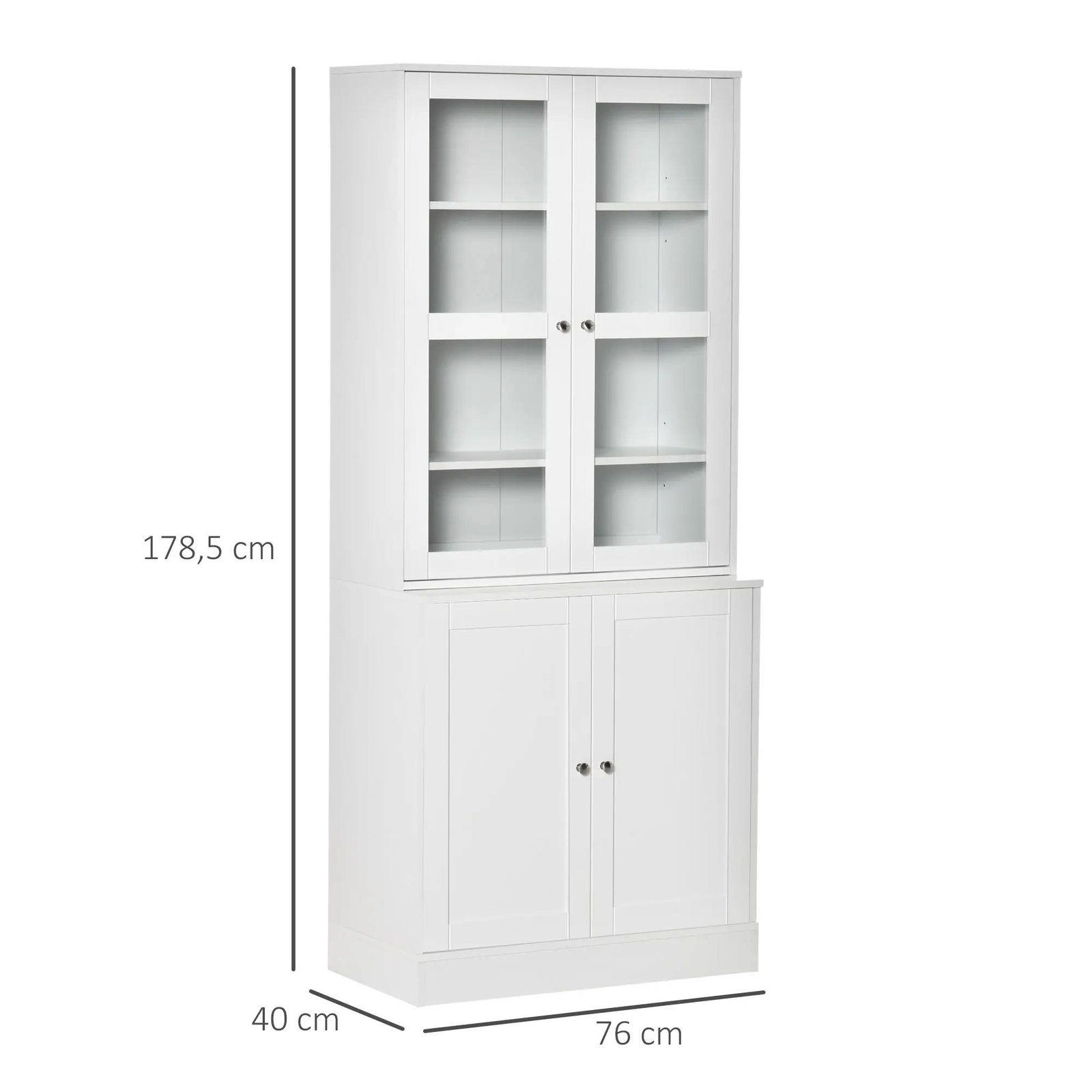 Vitrine para Sala de Estar Estante de Livros com 4 Portas e Prateleiras Superiores com Altura Ajustável Estilo Moderno Multiúso