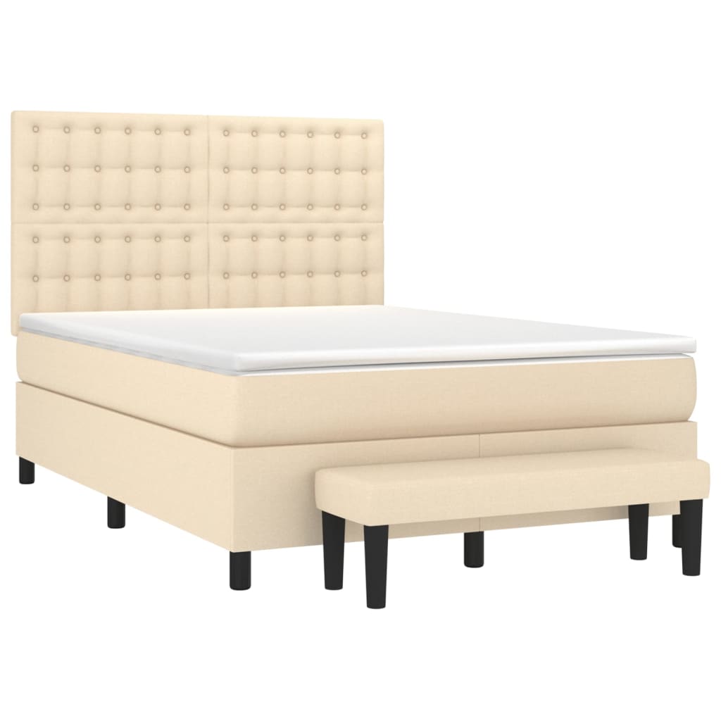 Cama com molas/colchão 140x190 cm tecido cor creme