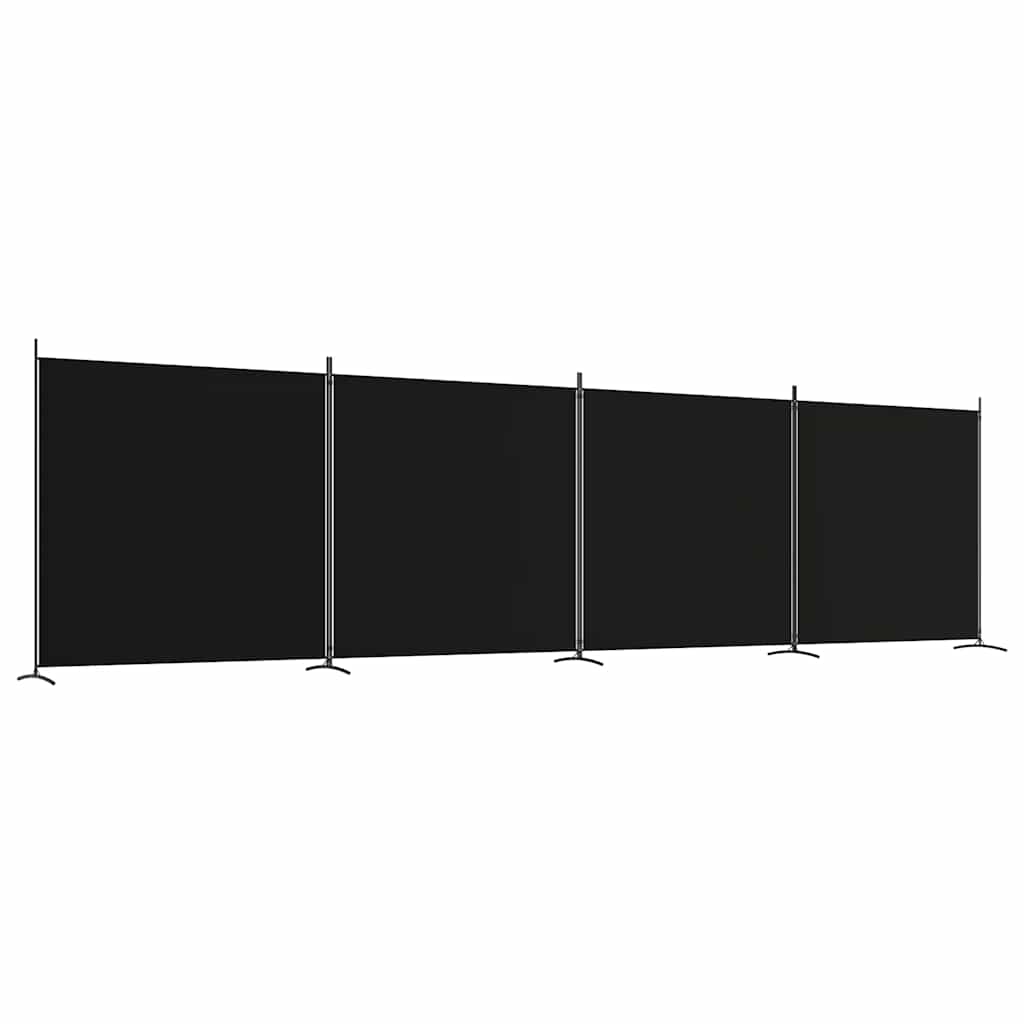 Biombo/divisória com 4 painéis 698x180 cm tecido preto