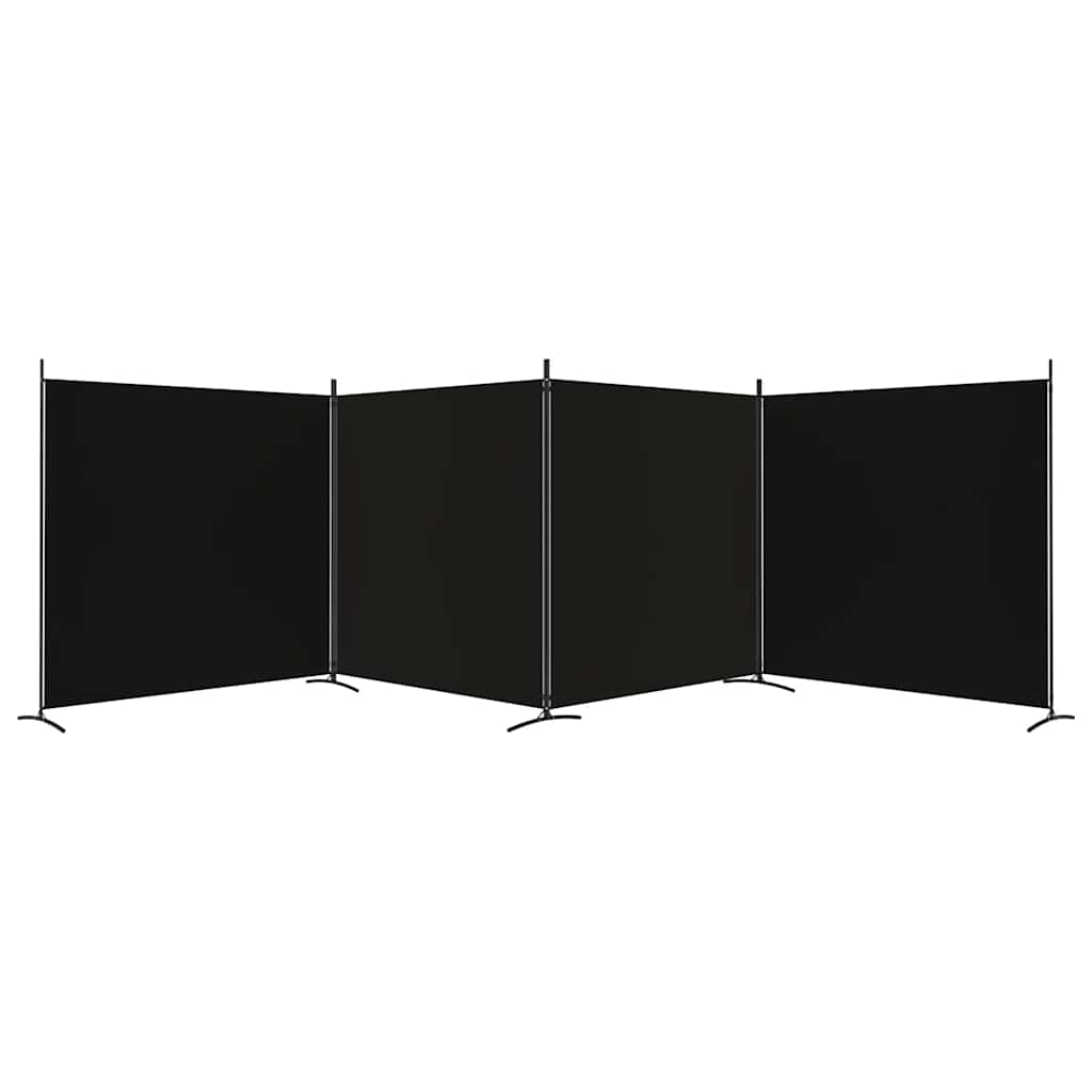 Biombo/divisória com 4 painéis 698x180 cm tecido preto