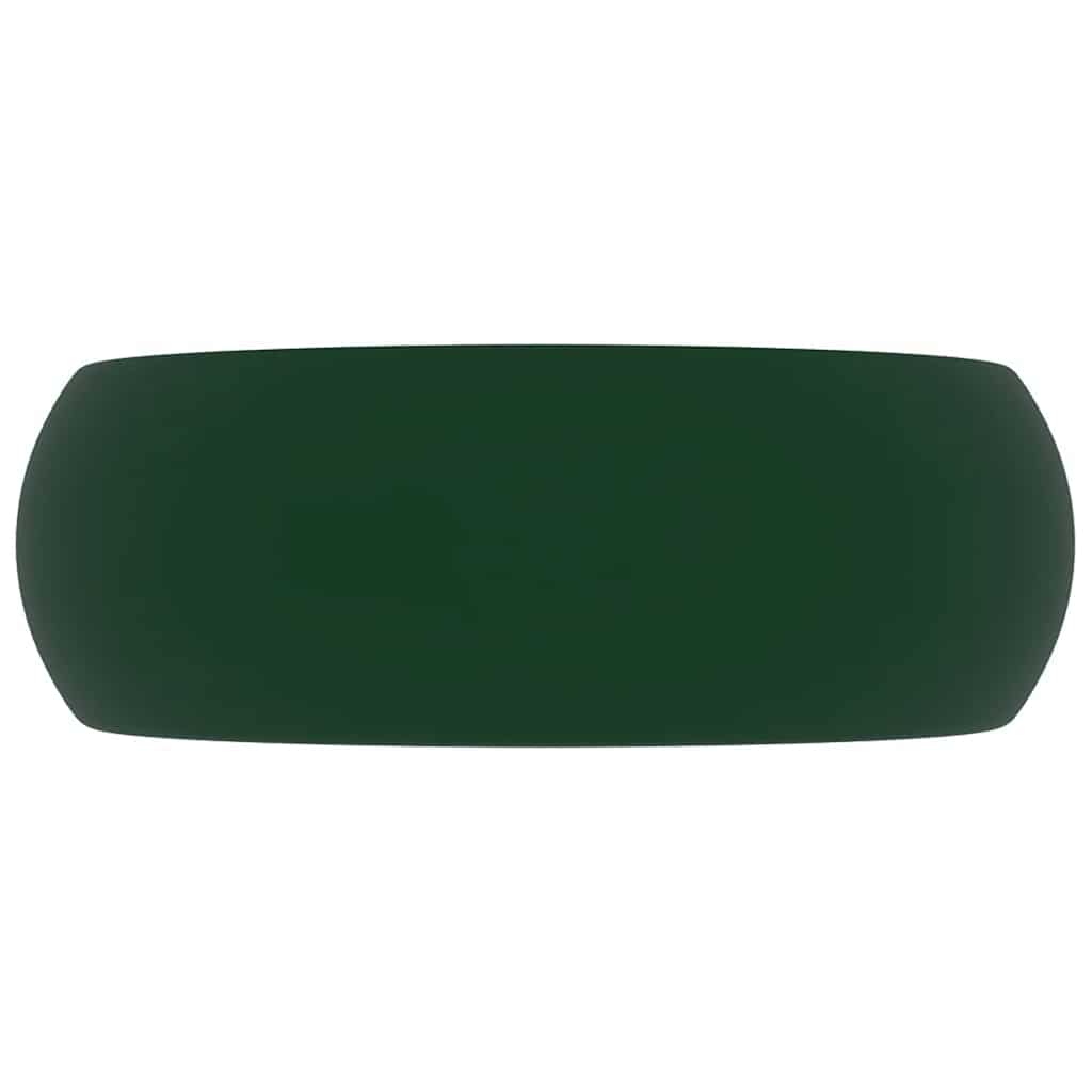 Lavatório luxuoso redondo 40x15cm cerâmica verde-escuro mate