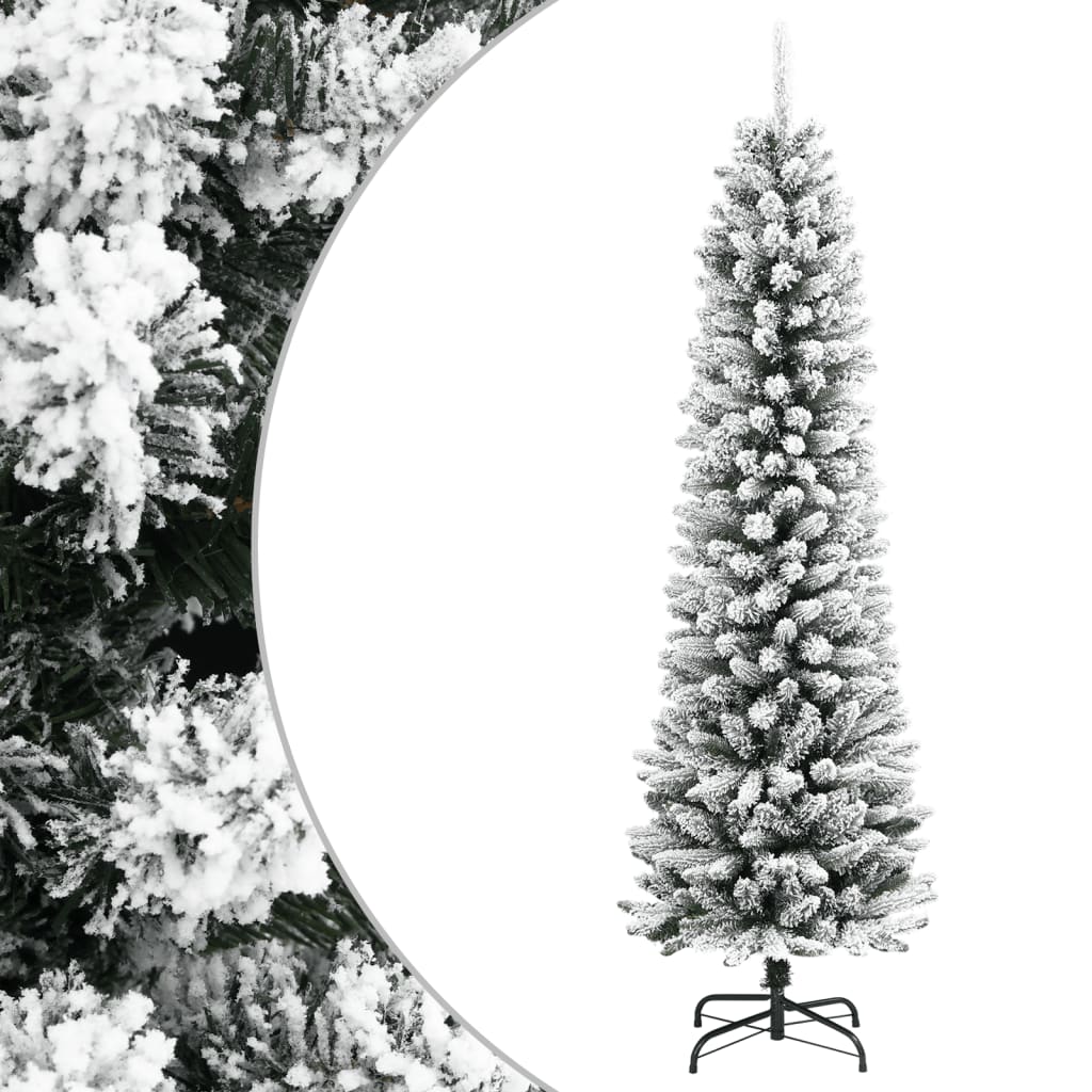 Árvore de natal artificial fina com neve PVC e PE 180 cm