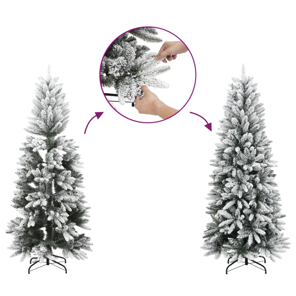 Árvore de natal artificial fina com neve PVC e PE 180 cm