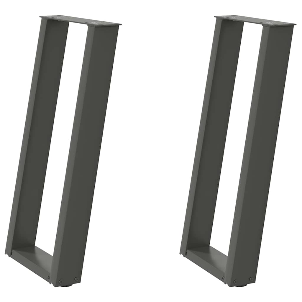 Pés de mesa de console em forma de u, 2 peças, antracite, 28x(72-73) cm, aço