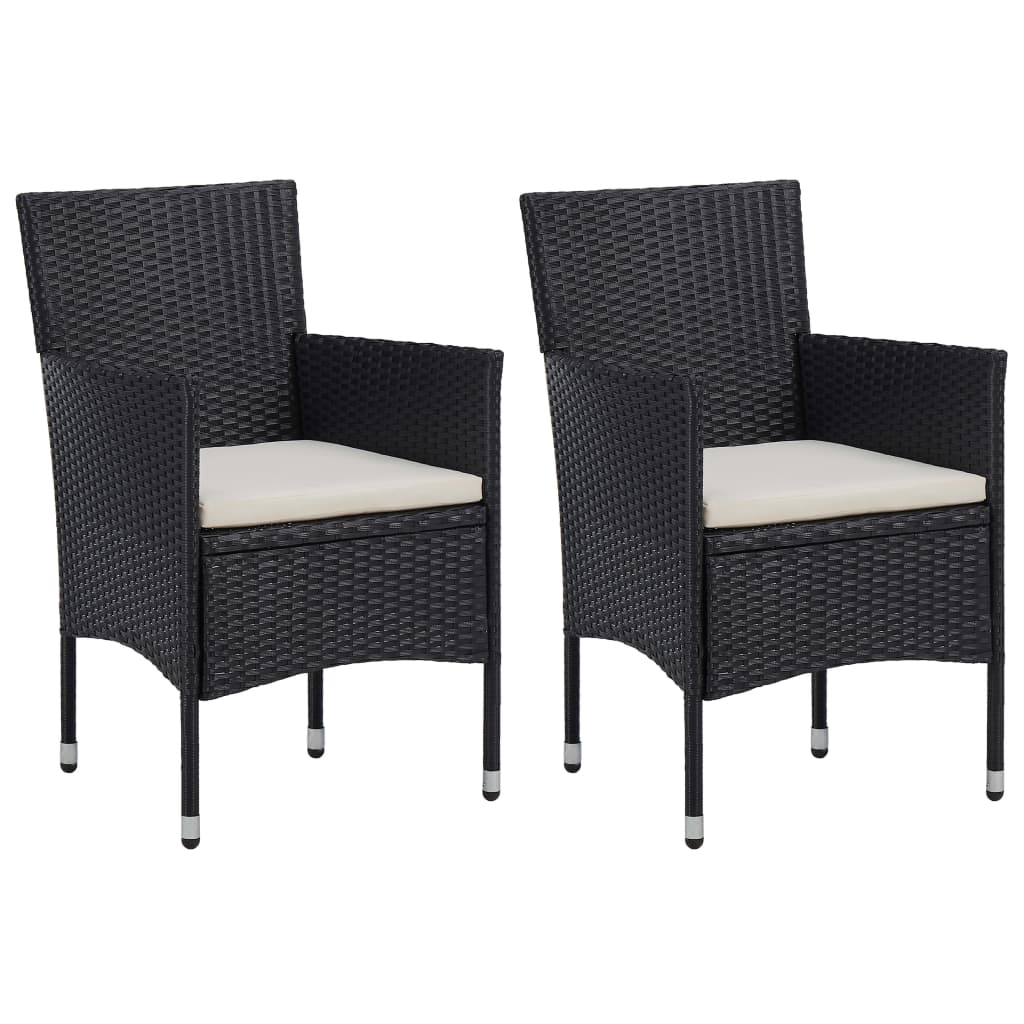 3 Pcs conjunto de jantar para jardim preto