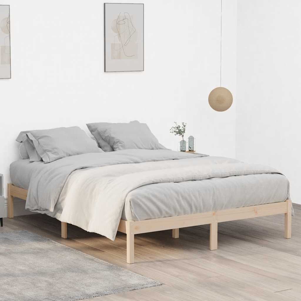 Cama sem colchão 193x203 cm king madeira de pinho maciça
