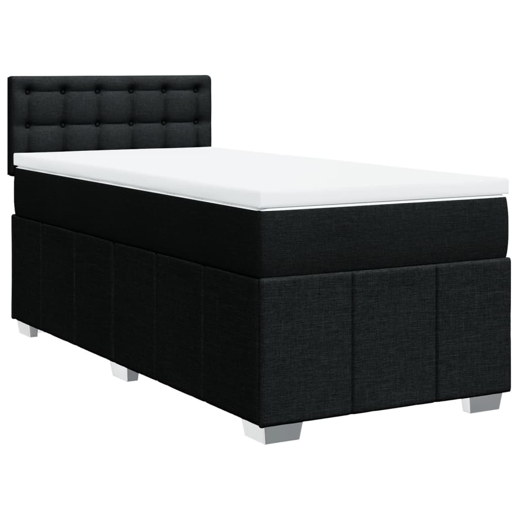 Cama com molas/colchão 90x200 cm tecido preto