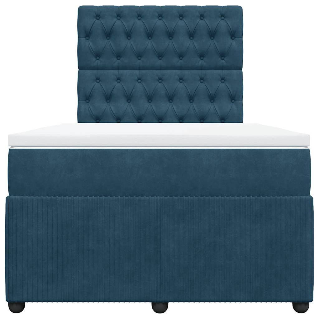 Cama boxspring com colchão 120x200 cm veludo azul-escuro