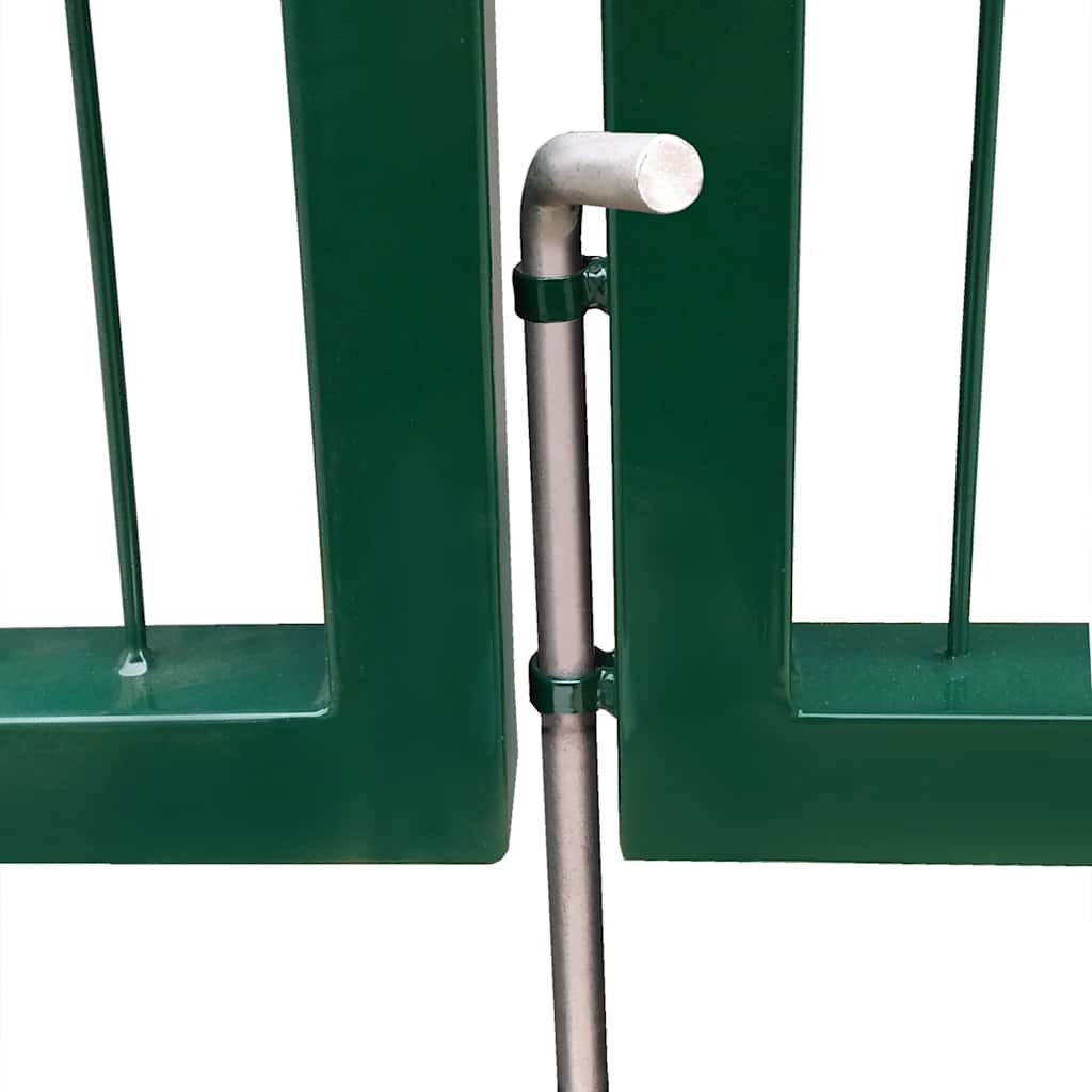 Portão de jardim com postes 350x120 cm aço verde.