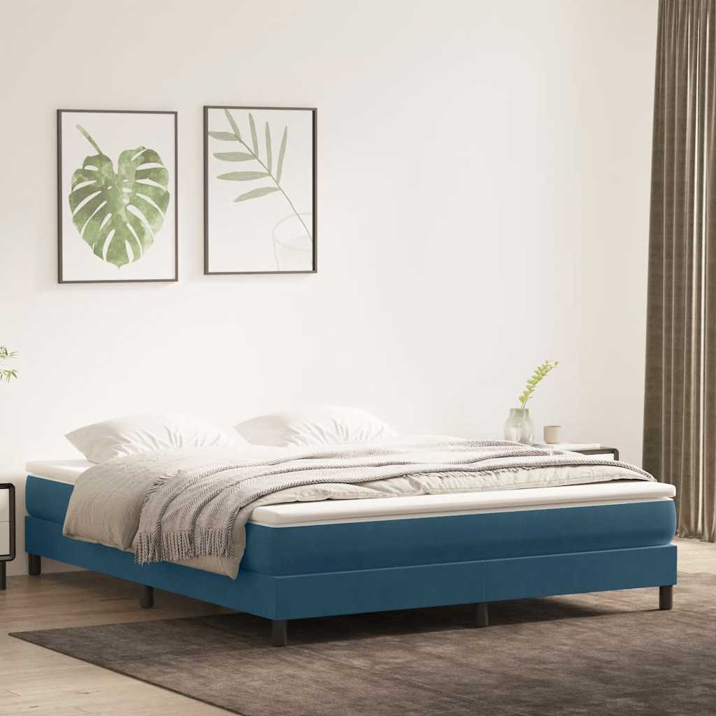 Cama sem molas/colchão 180x210 cm veludo azul-escuro