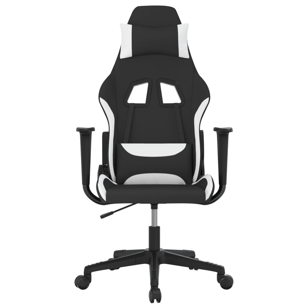 Cadeira de gaming tecido preto e branco