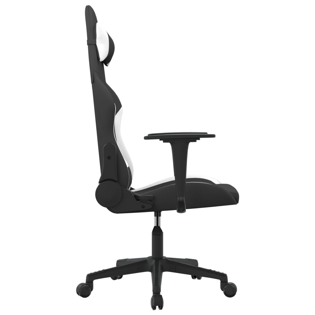Cadeira de gaming tecido preto e branco