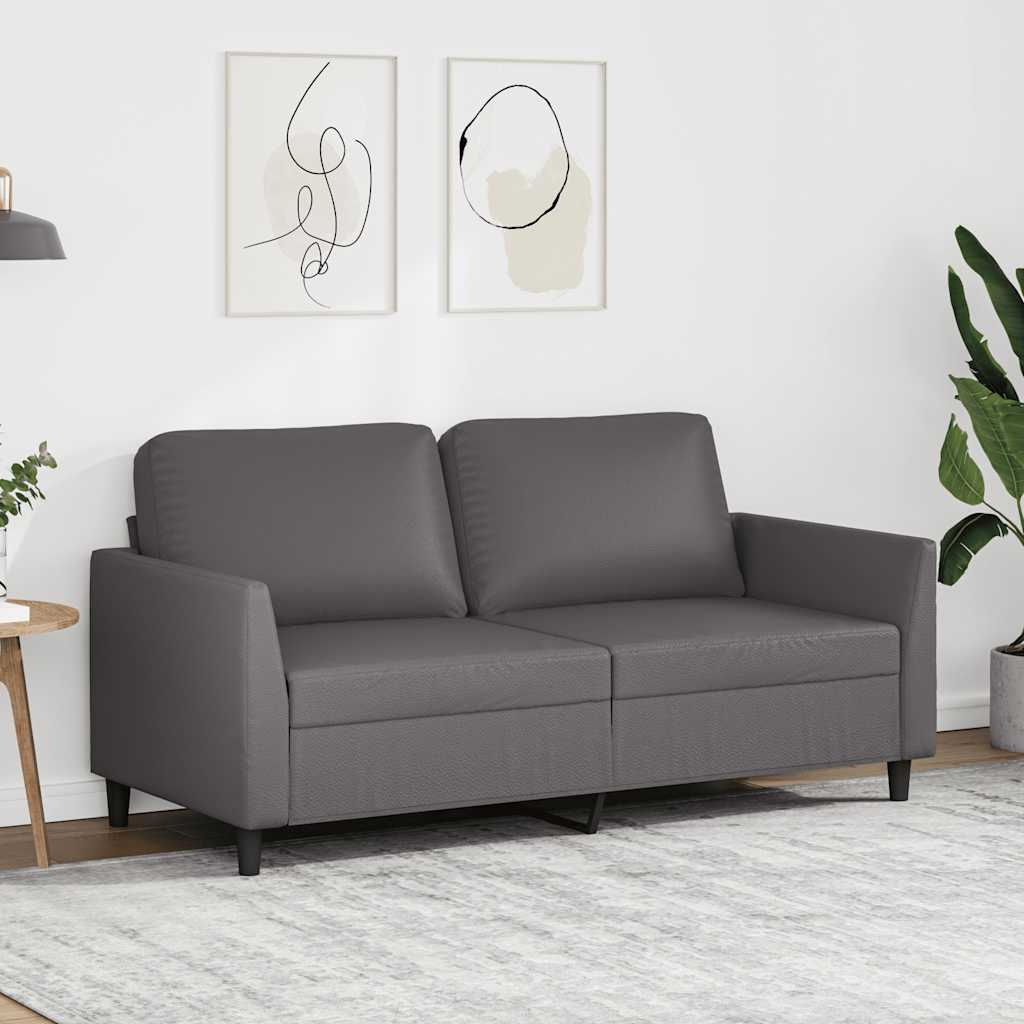 Sofá de 2 lugares 140 cm couro artificial cinza