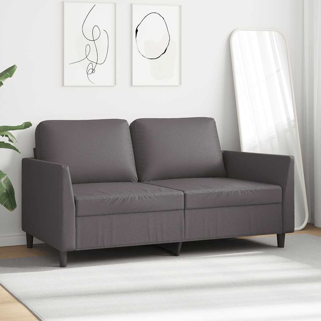 Sofá de 2 lugares 140 cm couro artificial cinza