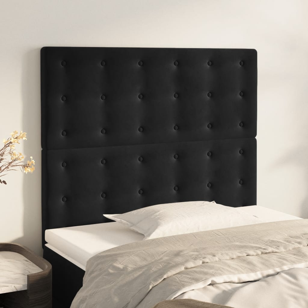 Cabeceira preta 100x5x118/128 cm veludo