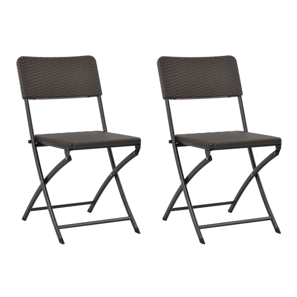 Cadeiras de jardim dobráveis 2 pcs pead e aço castanho