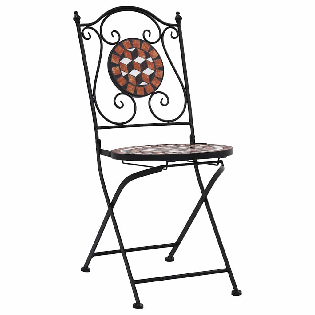 Cadeiras bistrô em mosaico 2 pcs cerâmica castanho