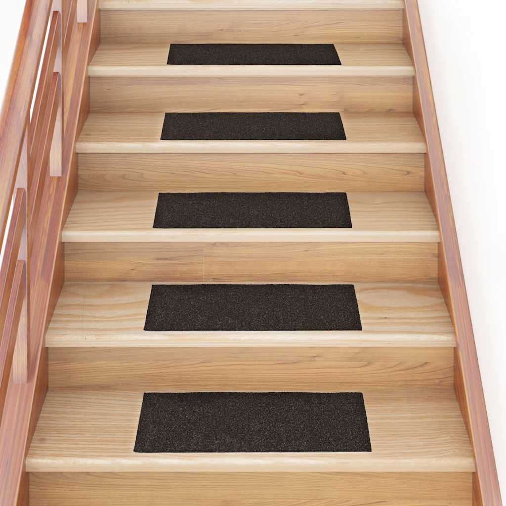Tapetes de escada autoadesivos 30 peças 60x25 cm marrom escuro retangular