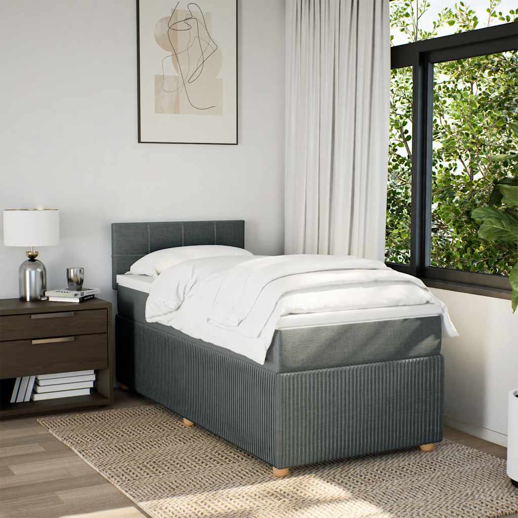 Cama com molas/colchão 100x200 cm tecido cinza-escuro