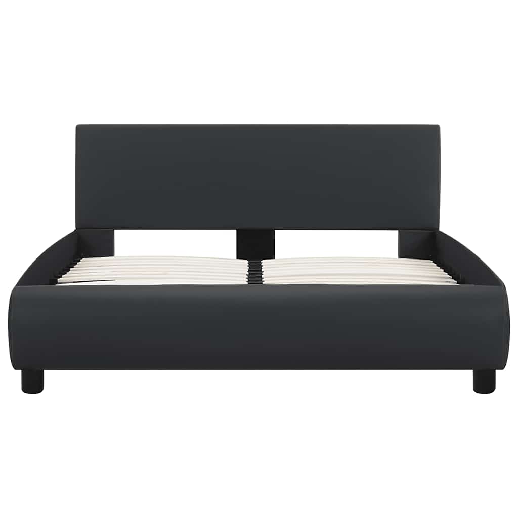 Estrutura de cama c/ LED 120x200 cm couro artificial preto