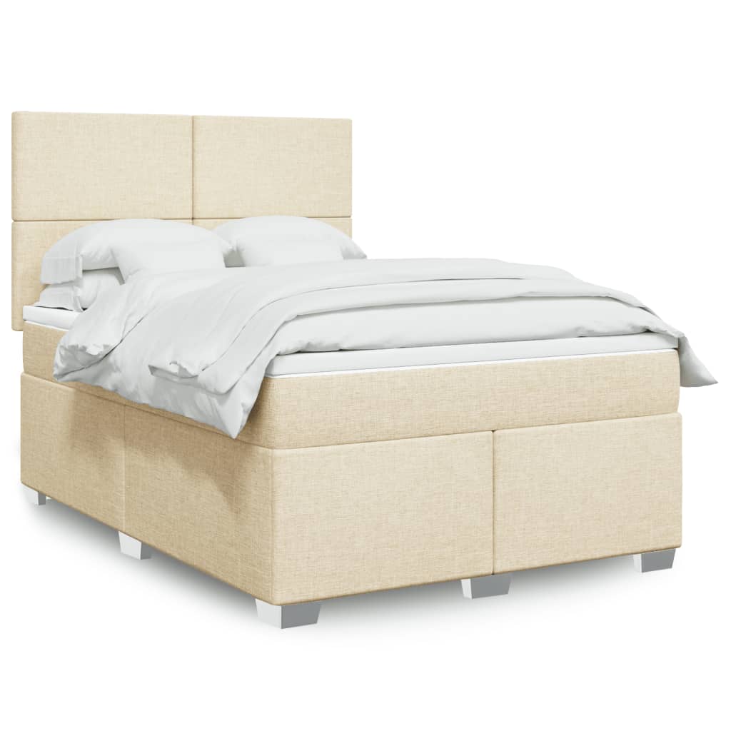 Cama com molas/colchão 140x190 cm tecido cor creme