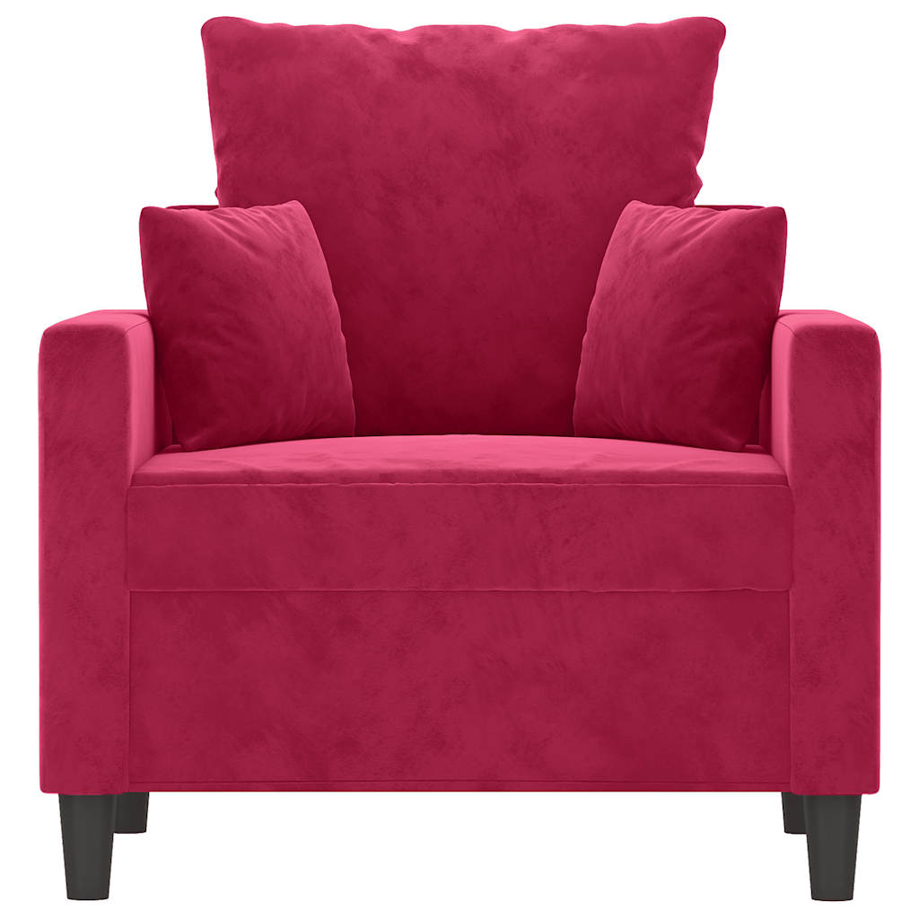 Poltrona 60 cm veludo vermelho-tinto