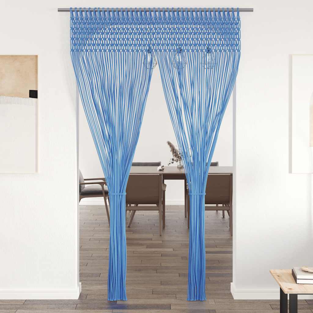 Cortina macramé 140x240 cm algodão azul