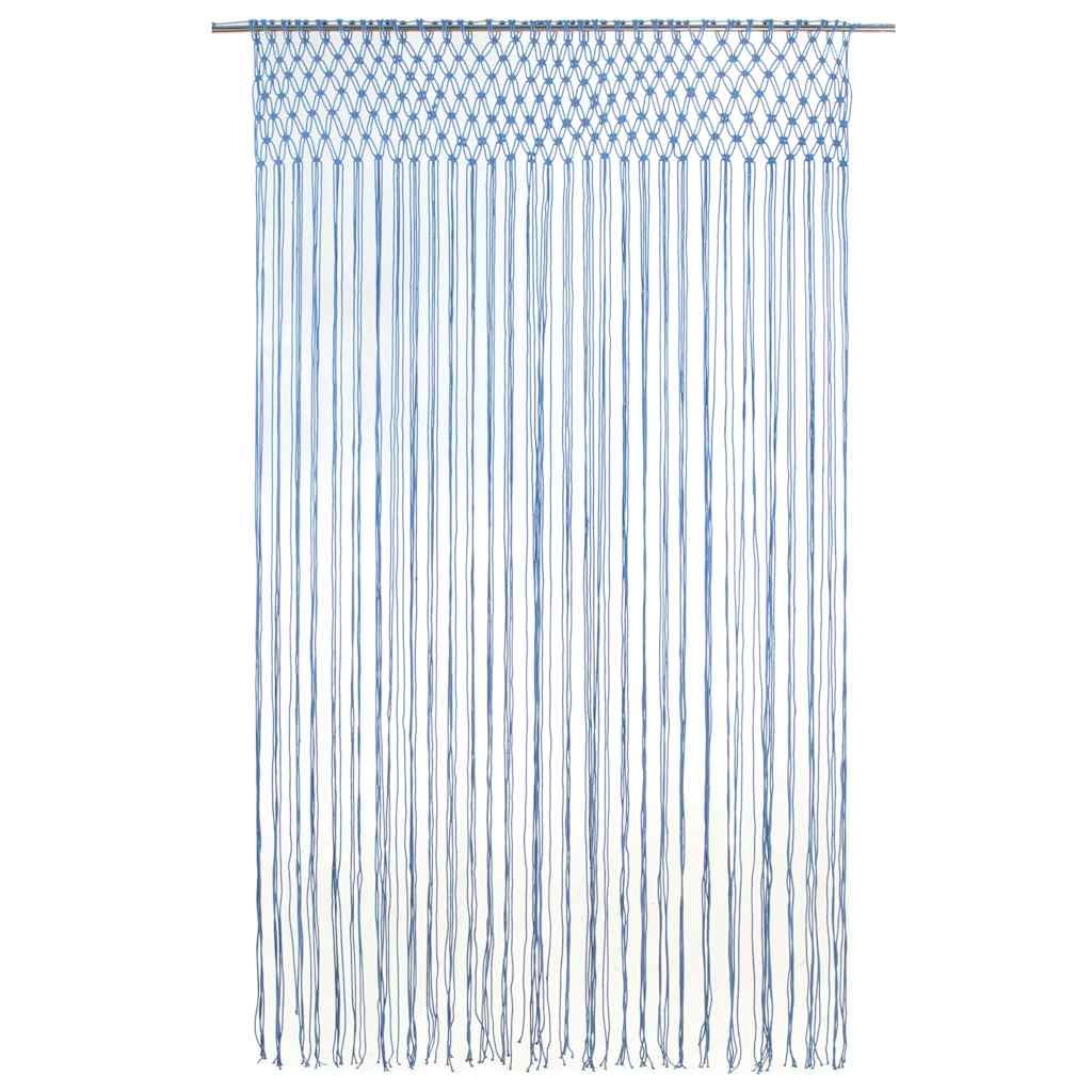 Cortina macramé 140x240 cm algodão azul
