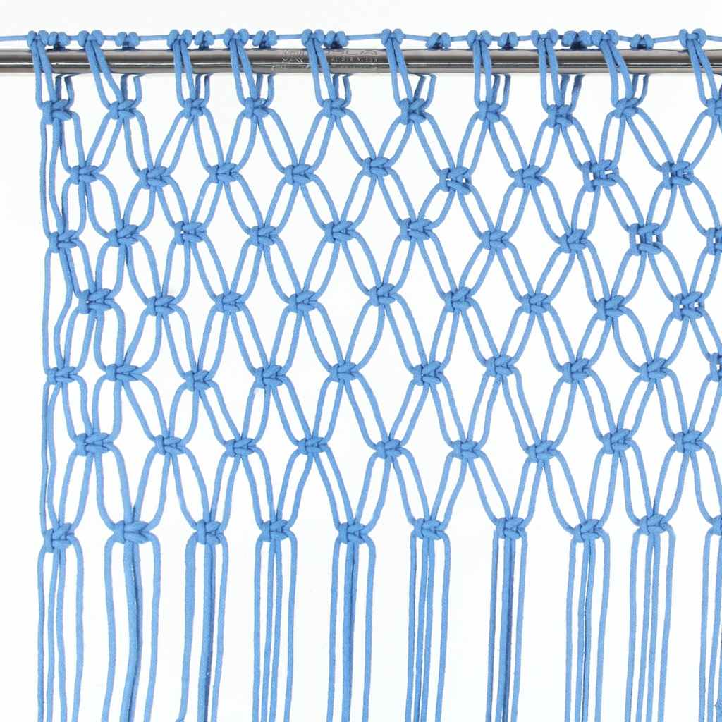 Cortina macramé 140x240 cm algodão azul