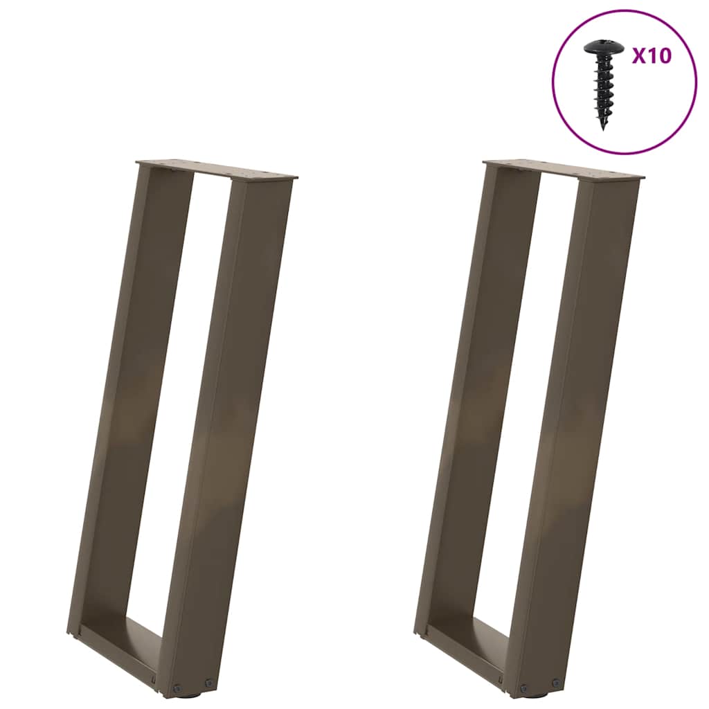 Pés de mesa de console em forma de u, 2 peças, aço natural, 28 x (72-73) cm, aço