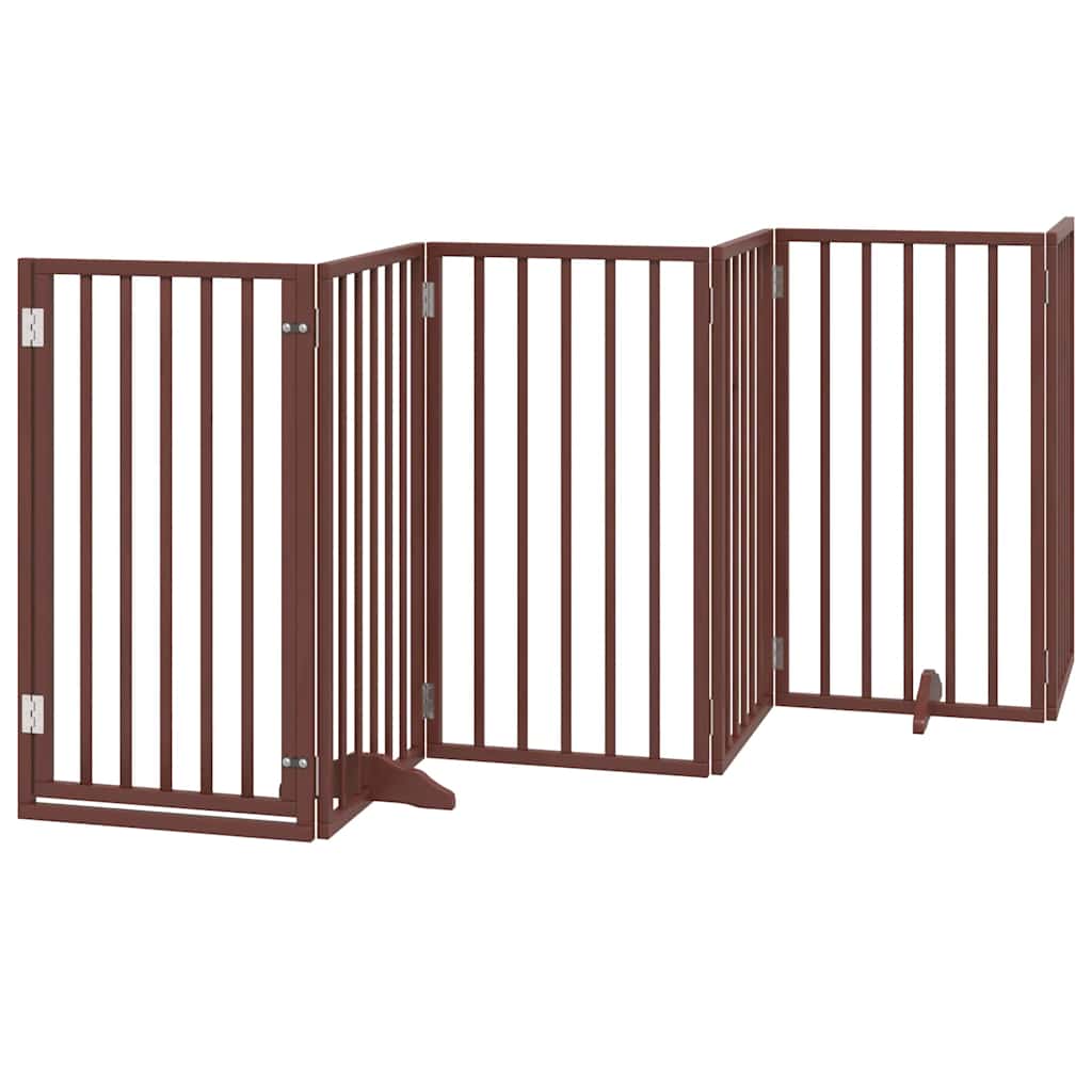 Portão p/ cães c/ porta dobrável 9 painéis 450cm álamo castanho