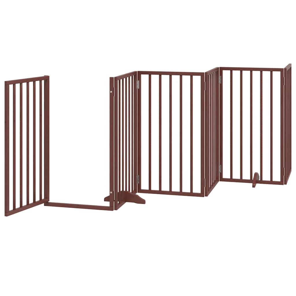 Portão p/ cães c/ porta dobrável 9 painéis 450cm álamo castanho