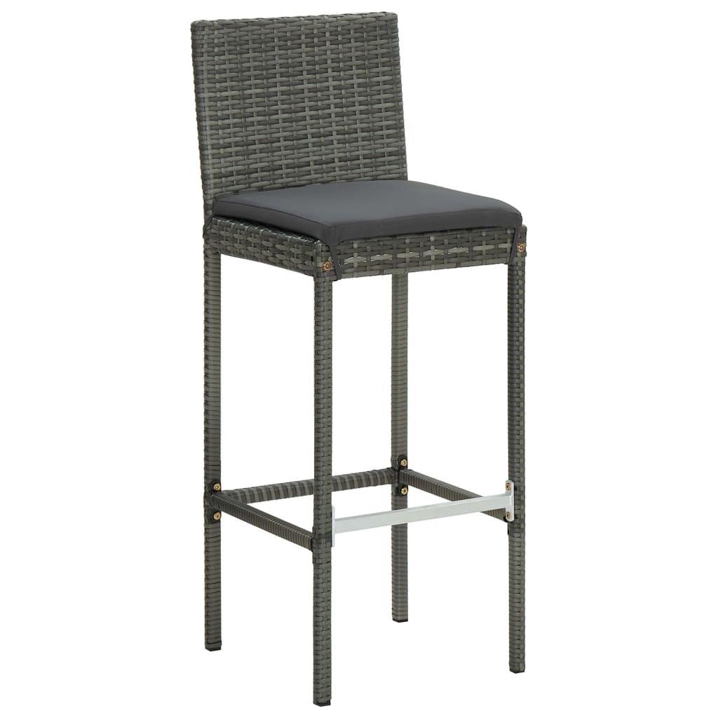 5 Pcs conjunto de bar p/ exterior + almofadões vime PE cinzento