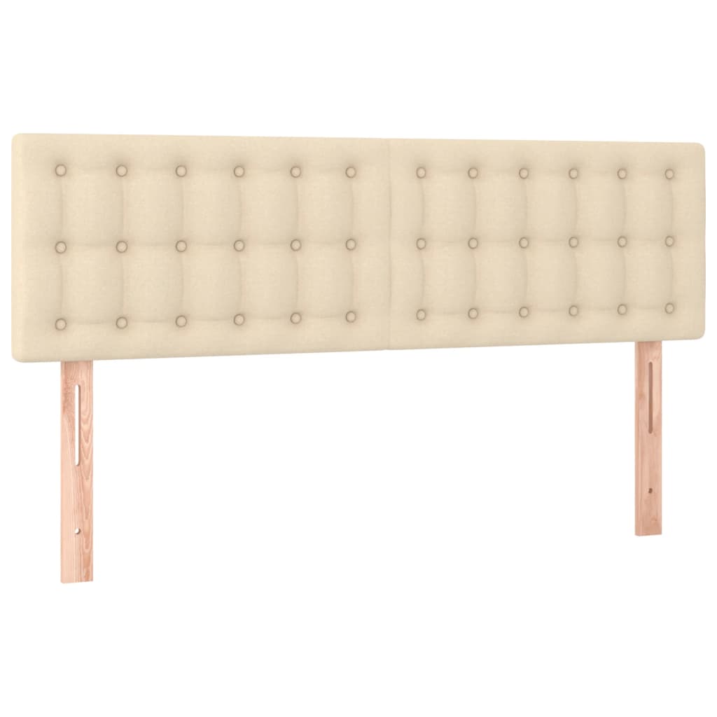 Cabeceira de cama c/ luzes LED tecido 144x5x78/88 cm cor creme