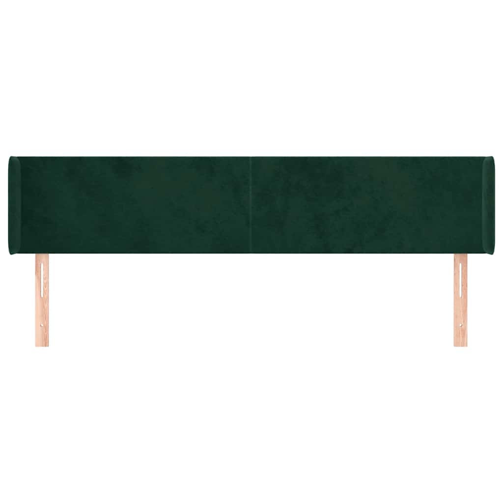 Cabeceira de cama c/ abas veludo 203x16x78/88cm verde-escuro
