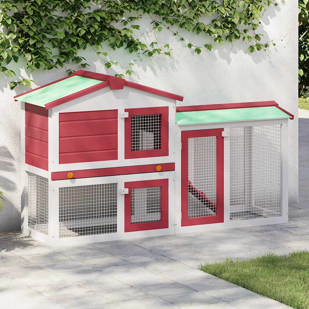Coelheira exterior grande 145x45x84cm madeira vermelho e branco